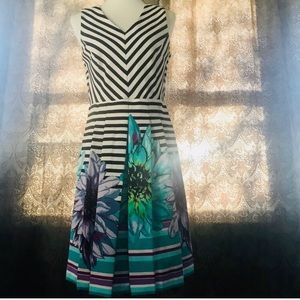 Shelby & Palmer Striped Sleeveless Floral Dress